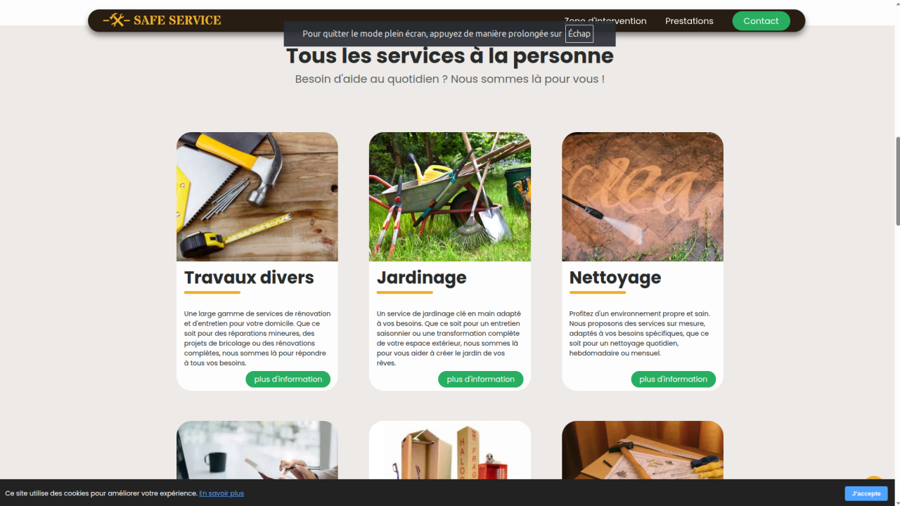 Création du site vitrine Safe Service 06 